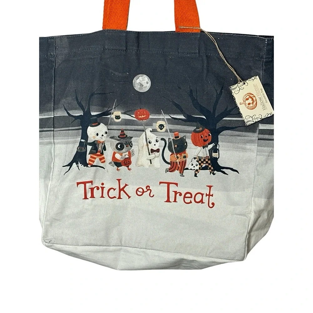 New Hallow Home Halloween Tote Bag‎ Trick or Treat XL Pumpkin Ghost Shopping Bag - Picture 3 of 8